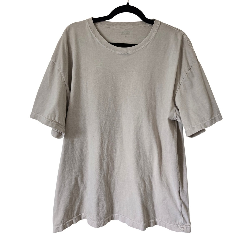 Musinsa Standard‎ Mens Beige Cotton Relaxed Fit T-Shirt Size Large Distressed